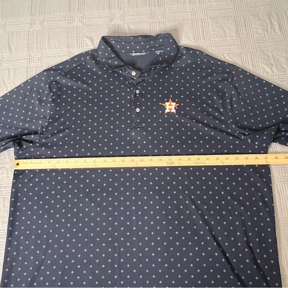 Houston Astros Polo Shirt Mens Size 2XB Cutter & Buck Blue Printed Baseball - Picture 8 of 13